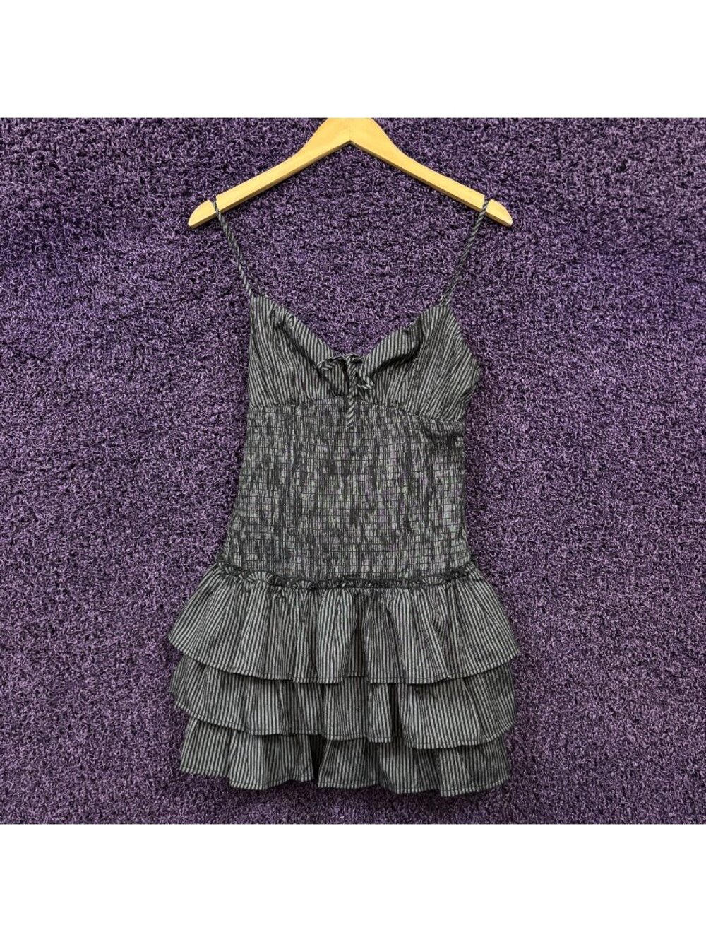 Romantic Goth Spaghetti Strap Striped Dress Size Large